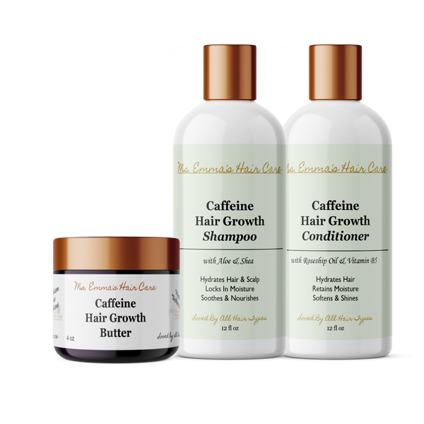 CAFFEINE HAIR GROWTH SHAMPOO, CONDITIONER, & BUTTER BUNDLE